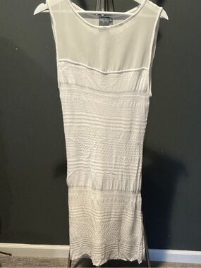 Gabby Skye White Knit Midi Dress